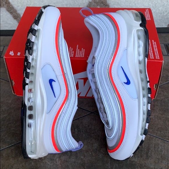 NIKE W AIR MAX 97 ESS WHITE/RACER BLUE-FLASH CRIMS - Picture 6 of 16